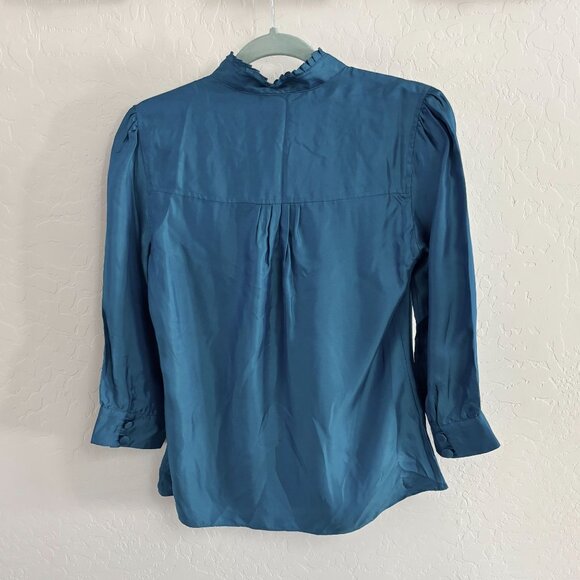 Banana Republic - Silk Blend Blouse - Peacock Blue - Size S - NWT - Picture 2 of 10